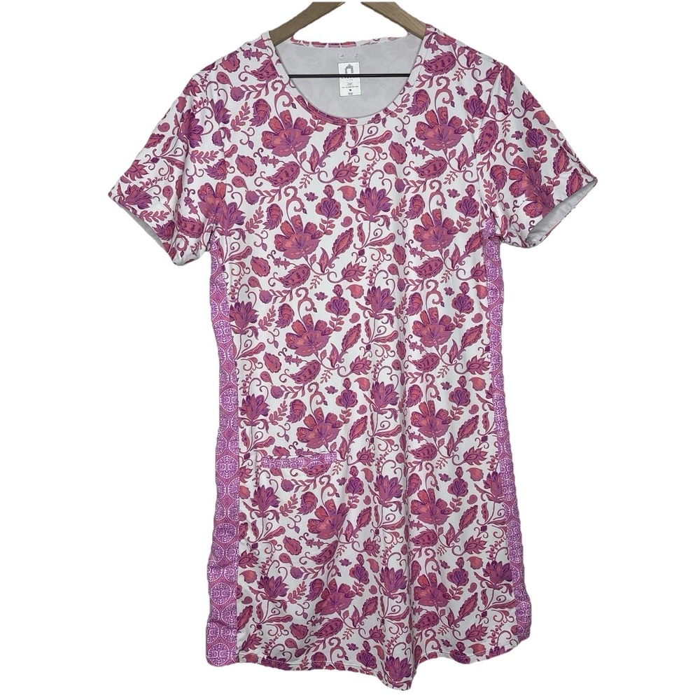 Cabana Life Dress Medium Pink Tunic Swim Beach UPF Resortwear Cover Up Floral